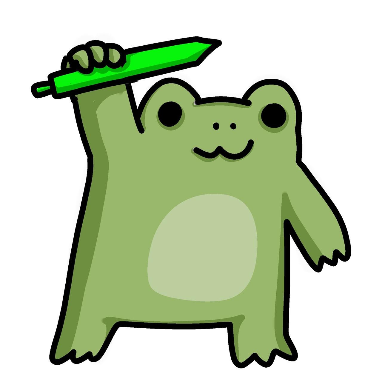 Fug Frog holding a green sword